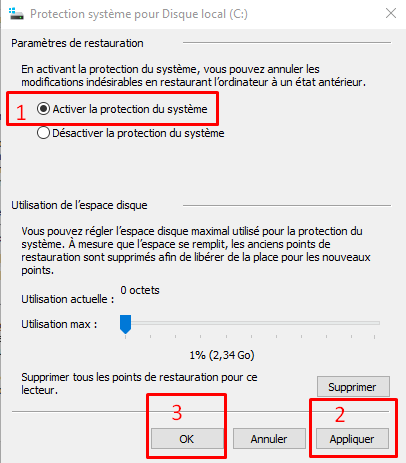 Créer un point de restauration sous Windows 10 version 1803 Point_17