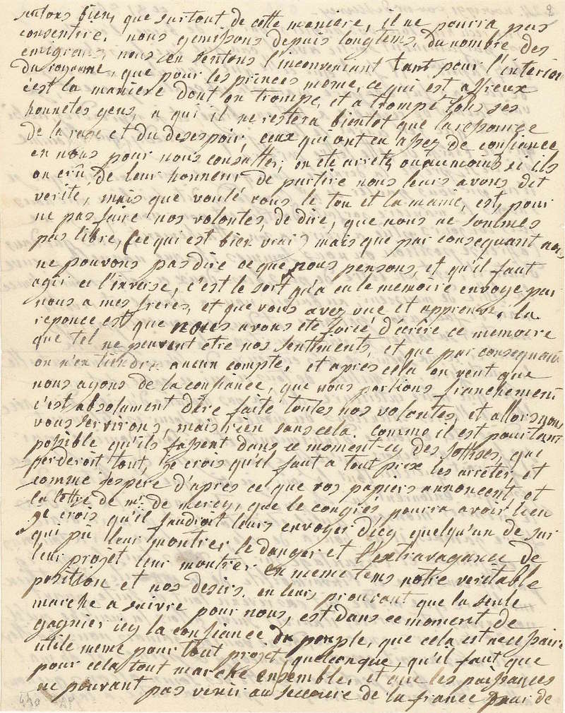 Lettres autographes de Marie-Antoinette à Fersen conservées aux A.N 218