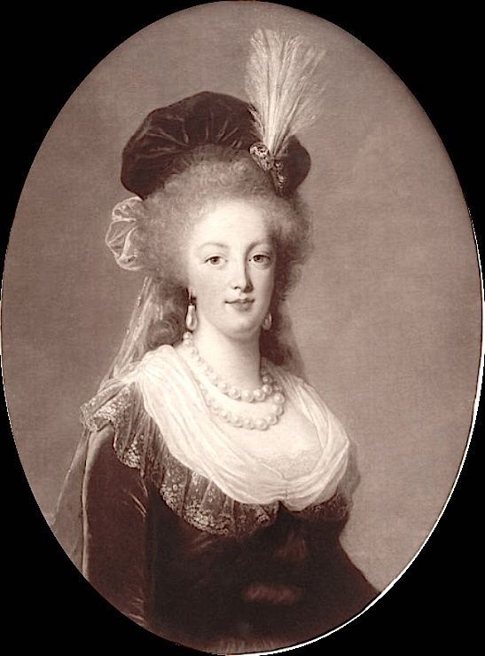 Marie-Antoinette en buste, robe rouge et toque, par et d'après Elisabeth Vigée Le Brun  Marie_37