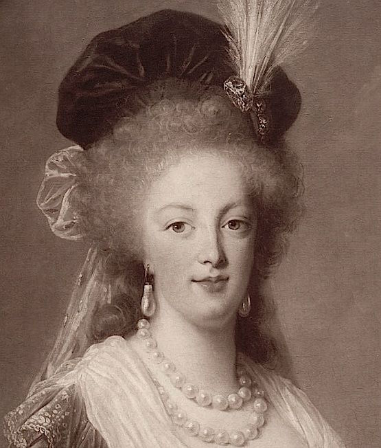 Marie-Antoinette en buste, robe rouge et toque, par et d'après Elisabeth Vigée Le Brun  Marie_39