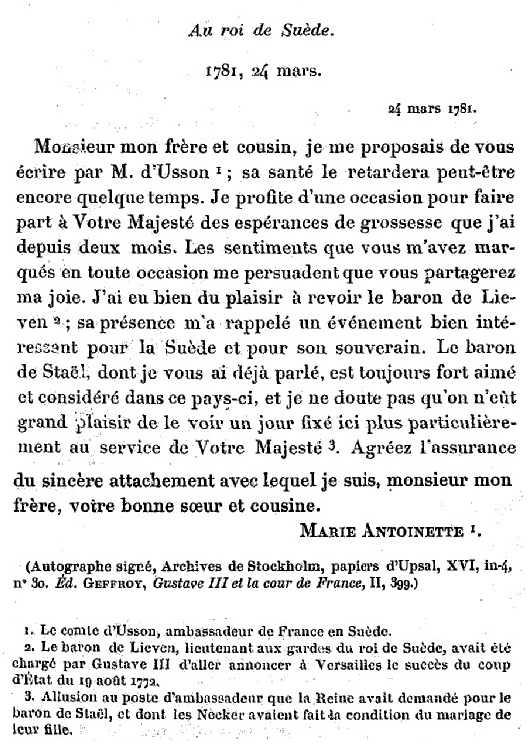 La correspondance de Marie Antoinette avec Gustave III de Suède Zzj311
