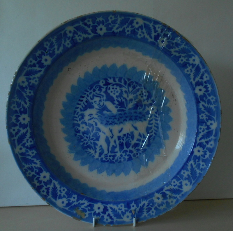 English? Blue & White 17th Century? Tin Glazed? Spongeware plates  Dscn6110