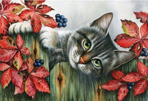 Thế giới của mèo qua tranh vẽ ... Aa311