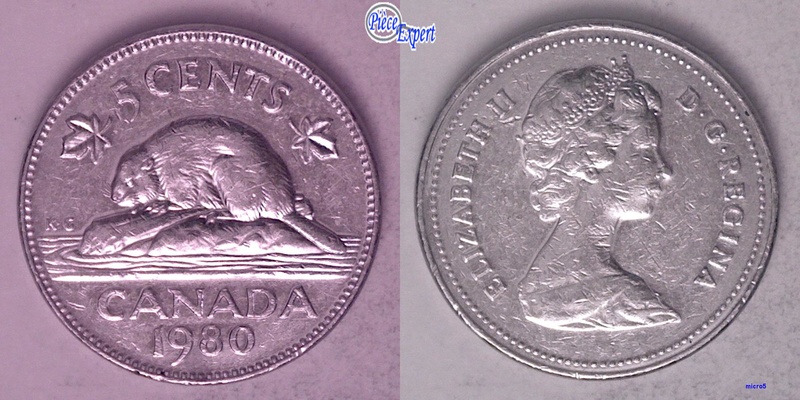 1980 - Coin détérioré tête de la reine 5_cent47