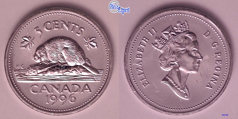 1996 près- Dépôt de métal sur le visage de la reine et sur le champs (filling) 5_cent49