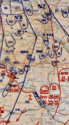 Ecrasement de la 6e armée (28, 44, 45, 42e DI) mi-juin 1940 Carte110