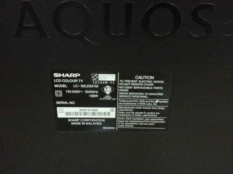 Sharp Aquos LCD 60" ( Sold) 84412e10