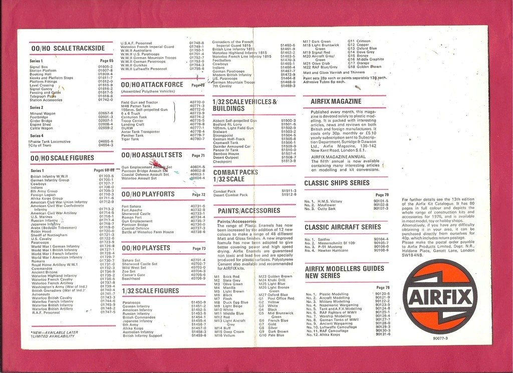 [AIRFIX 1976] Dépliant liste des modèles 1976 1ère édition 1976 Airfi227