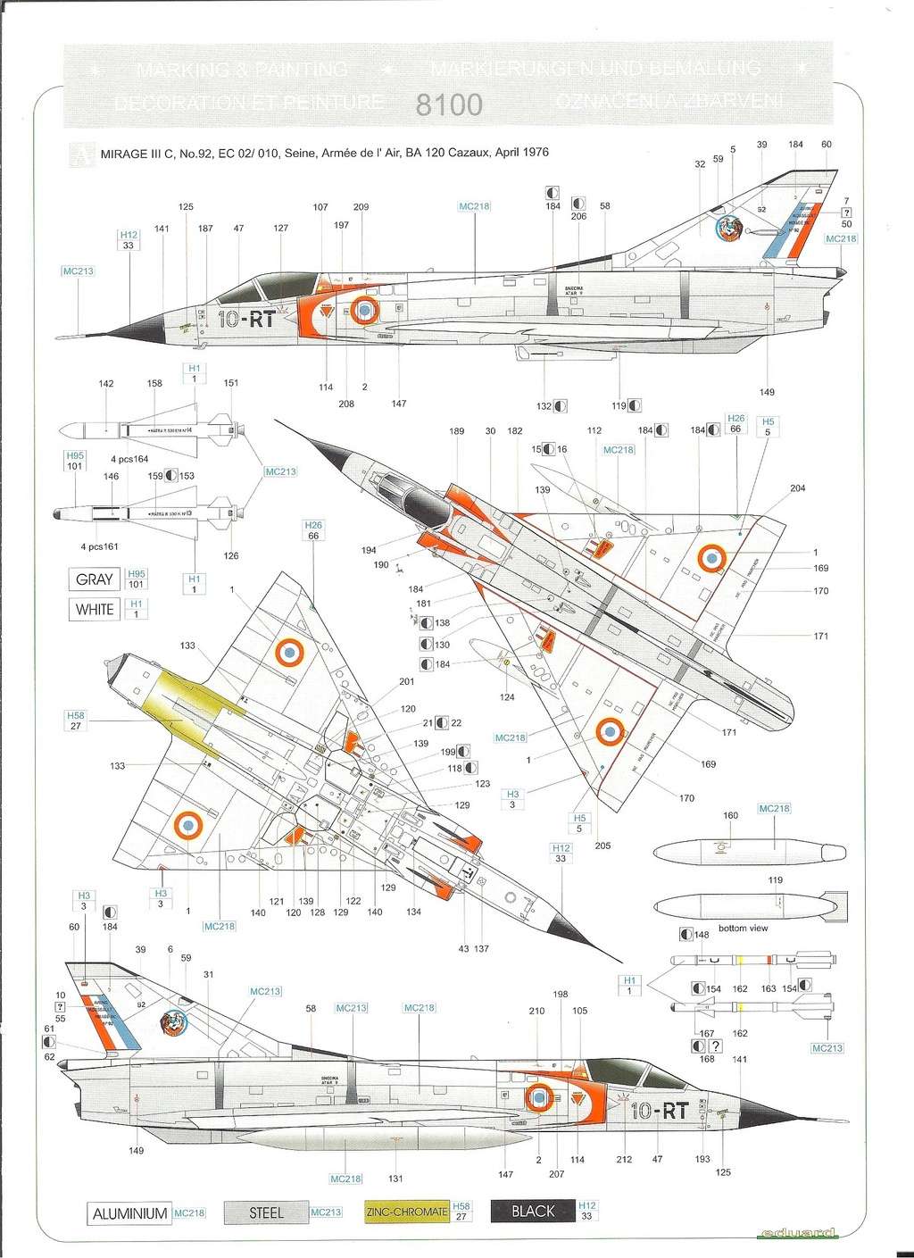 [EDUARD] DASSAULT MIRAGE III C 1/48ème Réf 8100 Notice Eduard62