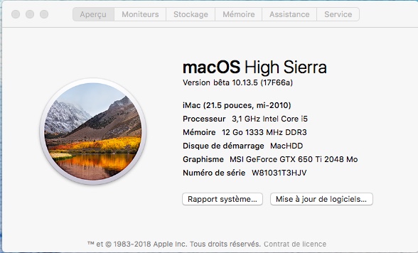 Beta macOS High Sierra Beta 10.13 1 (17B46a) a 10.13.2 Beta et +++ - Page 2 228