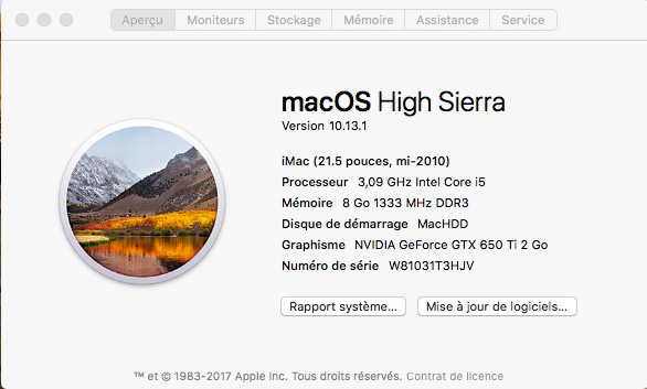 GTX 650 TI sur HIGH SIERRA  X29