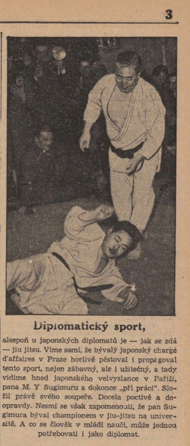 1938 - M. Y Sugimura (japanese ambasador in France) shows judo with Kawaishi in Paris 19380210