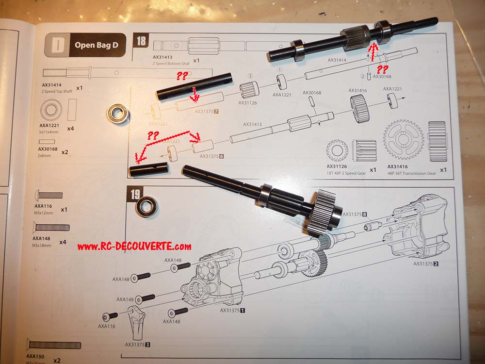 Ajouter 2eme vitesse sur boite transmission scx10 II Jeep Cherokee AX90046 4-tran10