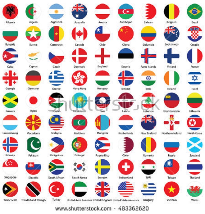 BEAUTIFUL , COLORFUL FLAGS AND BALLS FROM ALL OVER THE COUNTRY AND WORLD . Stock-69