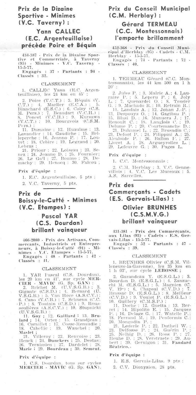 Coureurs et Clubs d'avril 1977 à mai 1979 - Page 5 001186