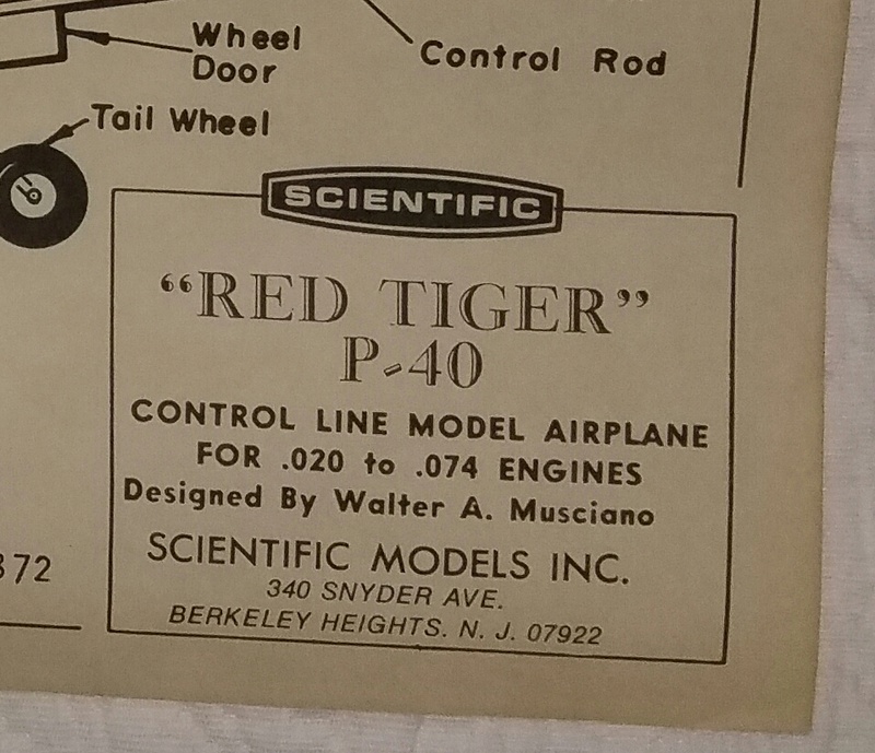  *SOLD* Walt Musciano Scientific "Red Tiger P-40" kit 20171226
