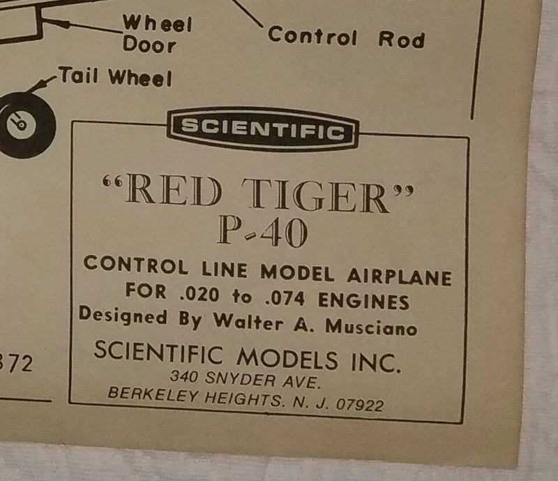 *SOLD* Walt Musciano Scientific "Red Tiger P-40" kit 20171226