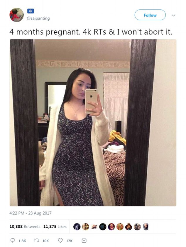 Florida woman's sickening tweet threatening to abort her baby unless she gets 4,000 retweets goes viral before she admits it was all a sick JOKE Img_7911