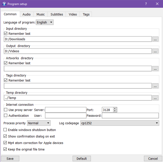 MKVtoMP4 Settings Ss201811