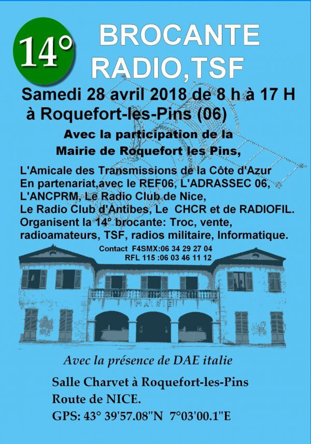 COMMUNICATION - Brocante Radio & Communication Roquefort les Pins (06) (28 Avril 2018) Affich13