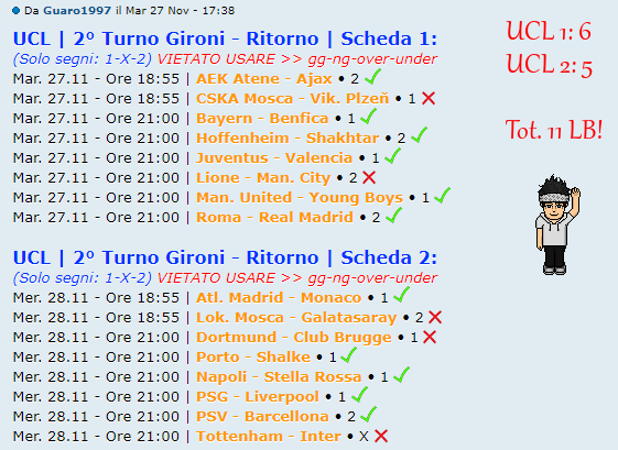 [RISULTATI] 2° Turno Gironi - Ritorno | UCL & UEL | Vincitori Guaro10