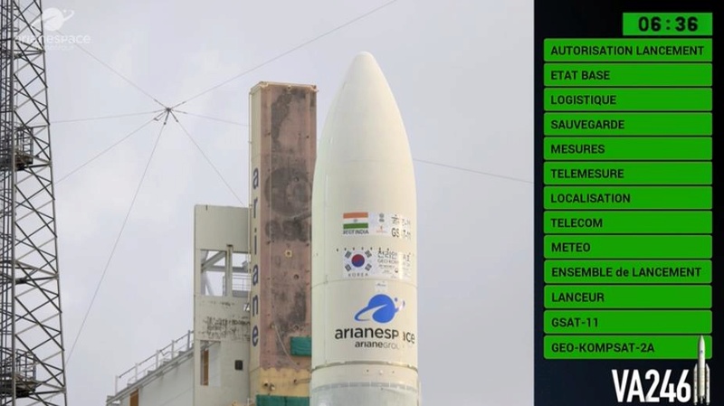 Ariane 5 ECA VA246 (GSAT-11 + GEO-KOMPSAT-2A) - 4.12.2018 Scree454