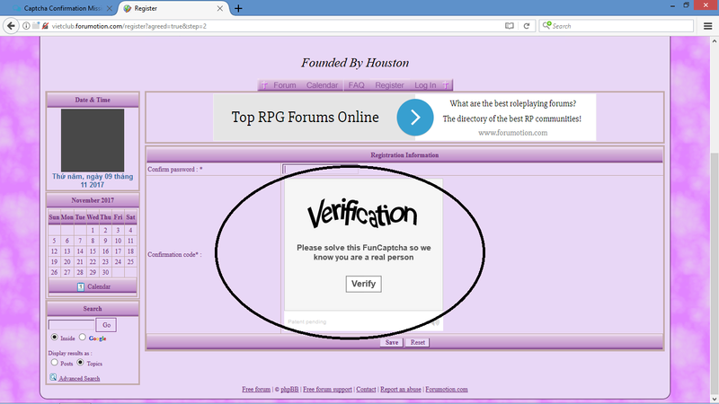 Captcha Confirmation Missing Vc10