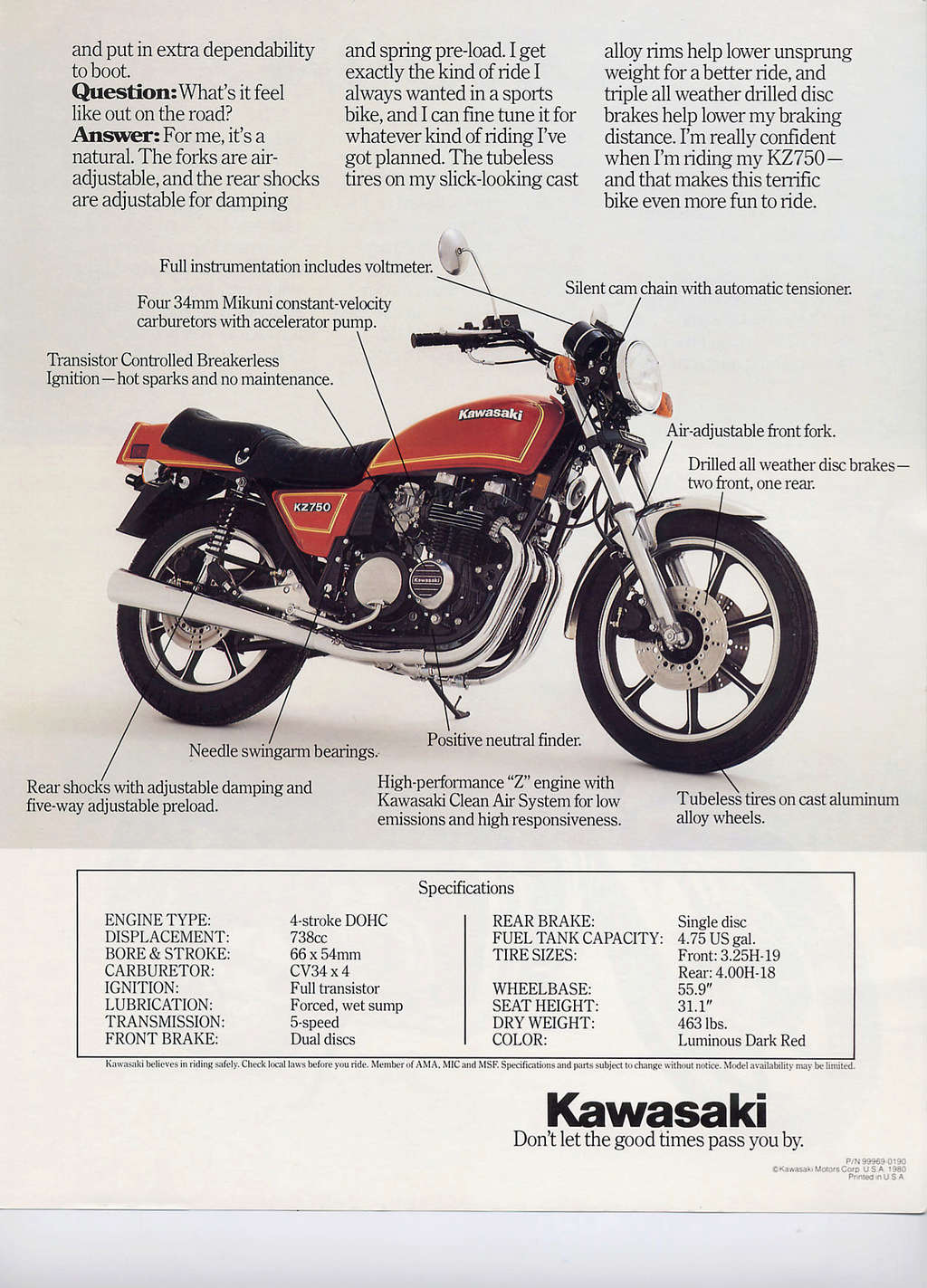 Brochures et Publicités sur les KAWASAKI KZ/Z   70/80'S Kz750_12