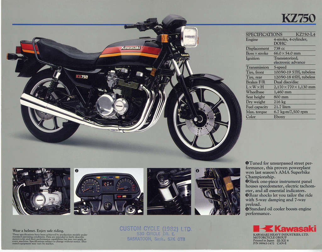 Brochures et Publicités sur les KAWASAKI KZ/Z   70/80'S Kz750e11