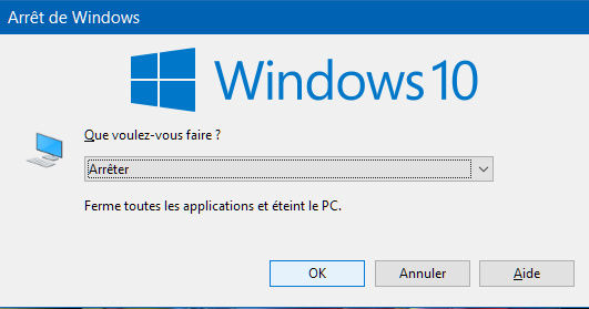 Windows : Arrêter rapidement le PC (raccourci clavier) Alt_f410