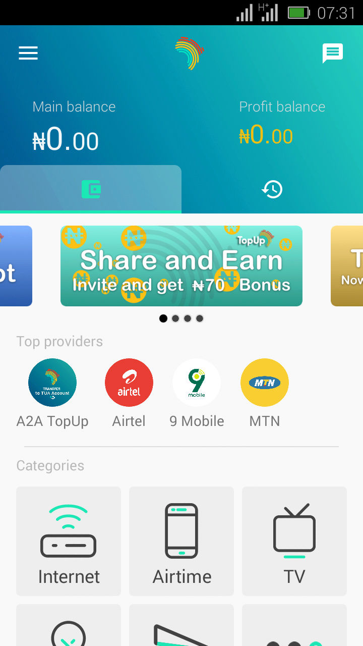 100 -  TopUp Africa  The Free Airtime Earning App | Get Free N100 Airtime For Each Invitation Screen10