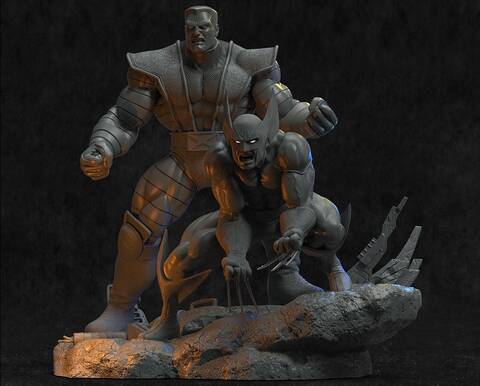 Avi AY Sculpture - Diorama Colossus & Wolverine
