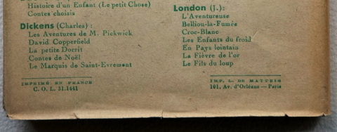 La date des jaquettes de la Bibliothèque verte 1931-1958 1943-010