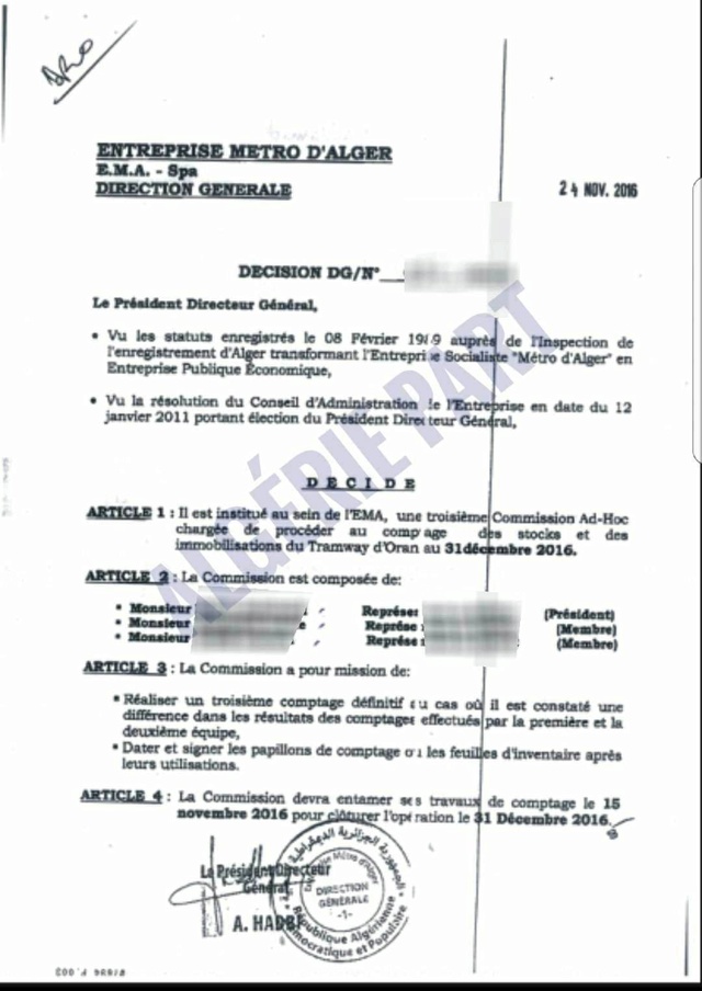 Documents Exclusifs. De graves soupçons de corruption et de sur-facturation au Tramway d’Oran 27605910