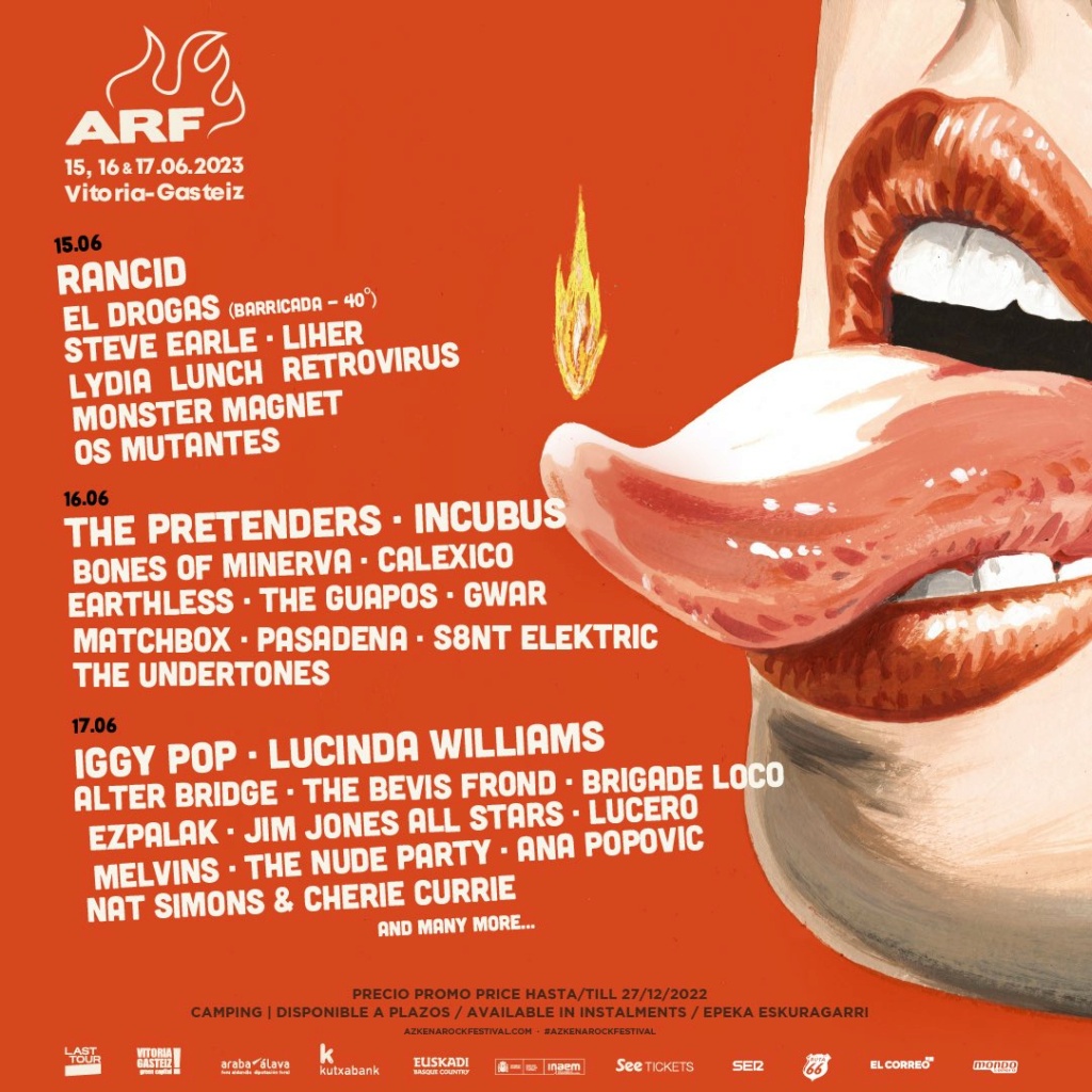 Azkena Rock Festival 2023. Iggy Pop, Rancid, Lucinda Williams, Steve Earle, Monster Magnet, Melvins, Lucero...  Fj7kc810