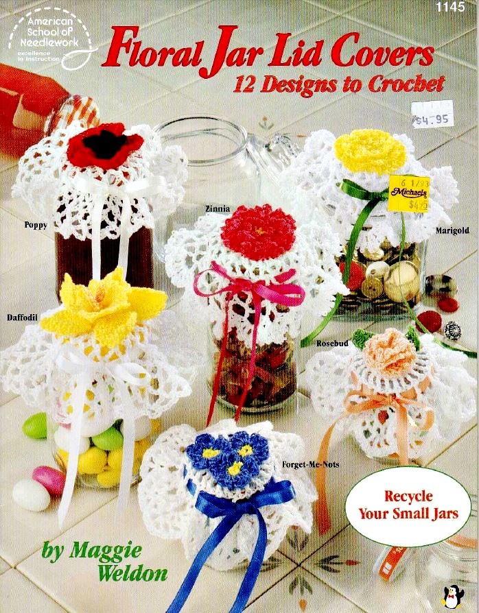Tapas con Flores a Crochet para frascos de vidrio 1f10