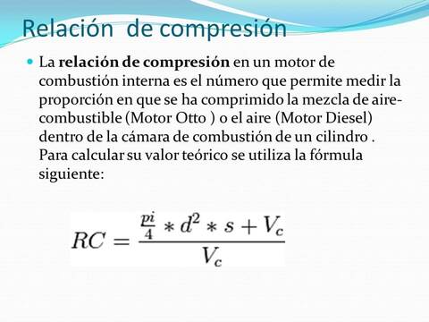 Cálculo de la cilindrada de un motor y la Relación de Compresión