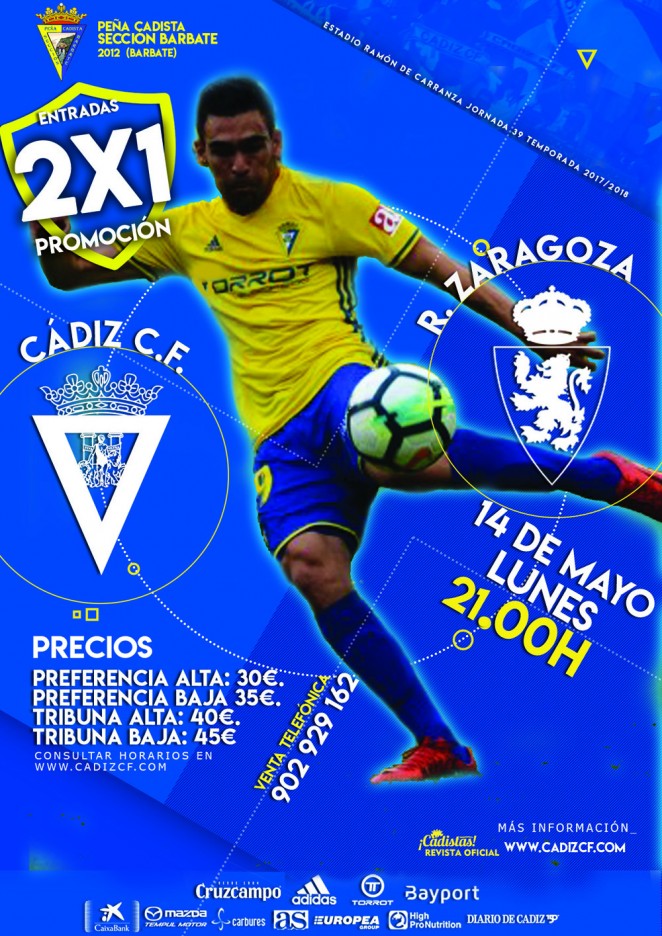 [J39] Cádiz C.F. - R. Zaragoza - Lunes 14/05/2018 21:00 h. Cyydiz26