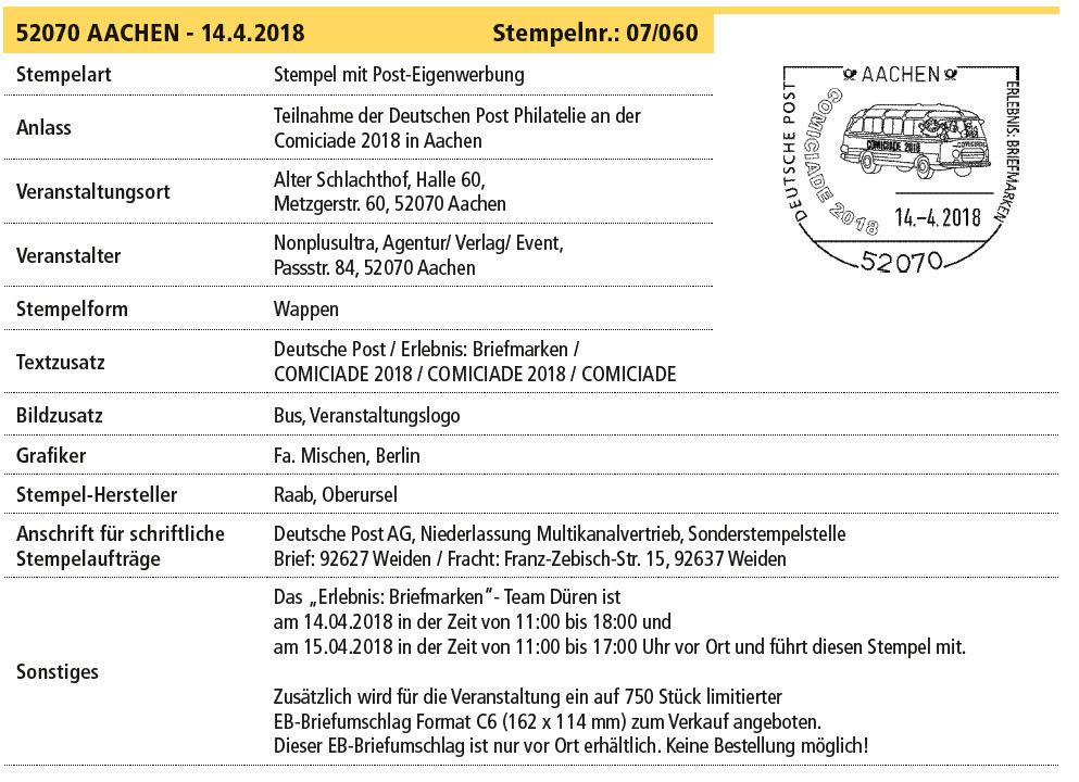 ALEMANIA - BOLETIN PHILATELIE AKTUELL - MATASELLOS CONMEMORATIVOS ALEMANES Aleman20