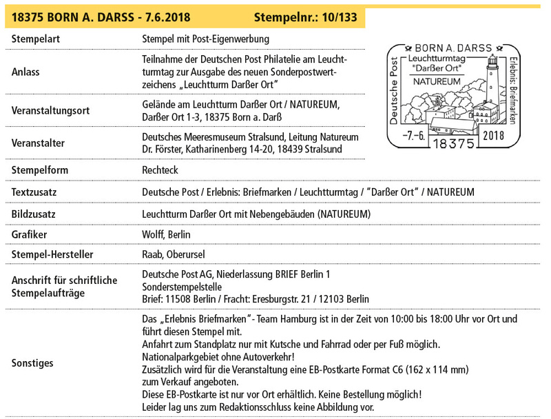 ALEMANIA - BOLETIN PHILATELIE AKTUELL - MATASELLOS CONMEMORATIVOS ALEMANES Faro111