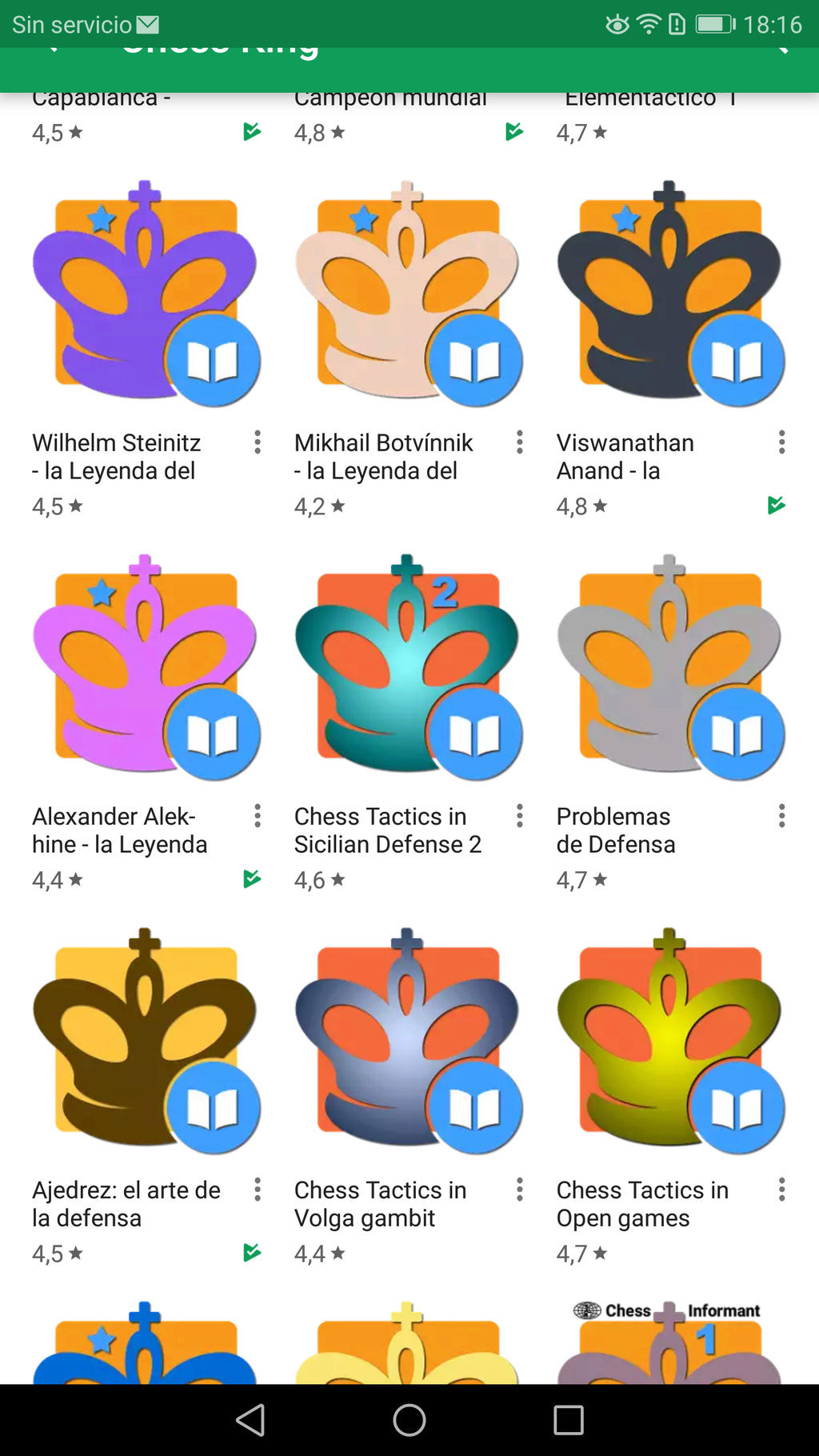 Las SESENTA aplicaciones de ajedrez de Chess King ya publicadas. Screen14