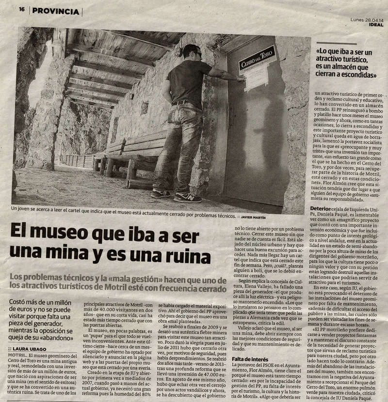 CERRO DEL TORO -  MOTRIL (Granada). Un artículo del periódico IDEAL de Granada 2014 Toro3_10