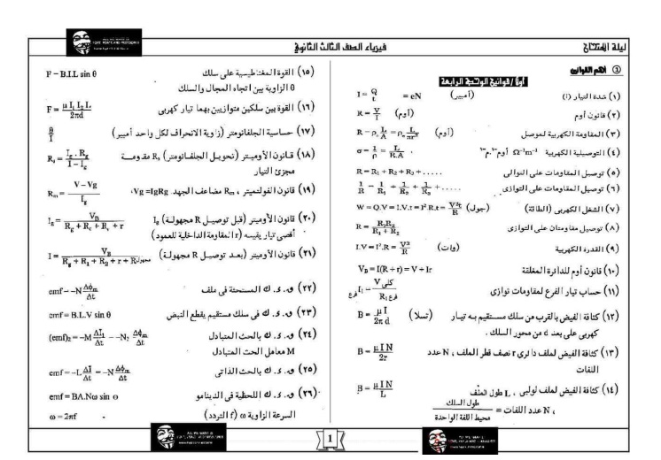 اقوى مراجعة ليلة الامتحان فى  فيزيااااء الثانوية العامة 2018 I_3_10