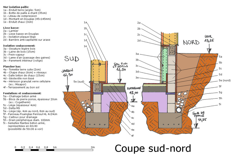 Fondations et soub. sur terrain en pente, maison "enfoncée" Coupes12