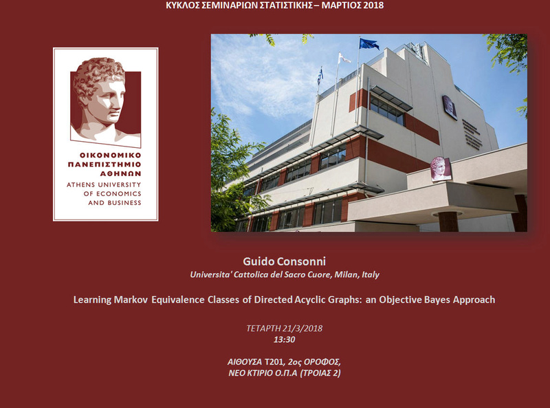 AUEB STATS SEMINARS 21/3/2018: Learning Markov Equivalence Classes of Directed Acyclic Graphs: an Objective Bayes Approach by Prof. Guido Consonni Conson10