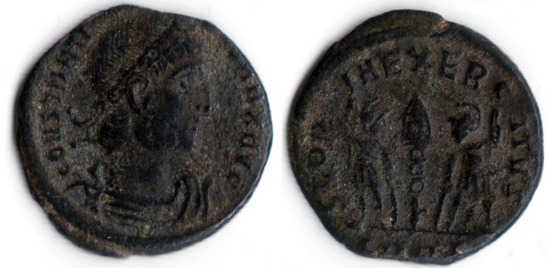 AE4 de Constantino I. GLORIA EXERCITVS Consta11