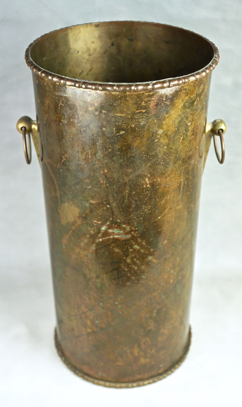 Brass Umbrella or Walking Stick Holder - Arts and Crafts? Brass_14