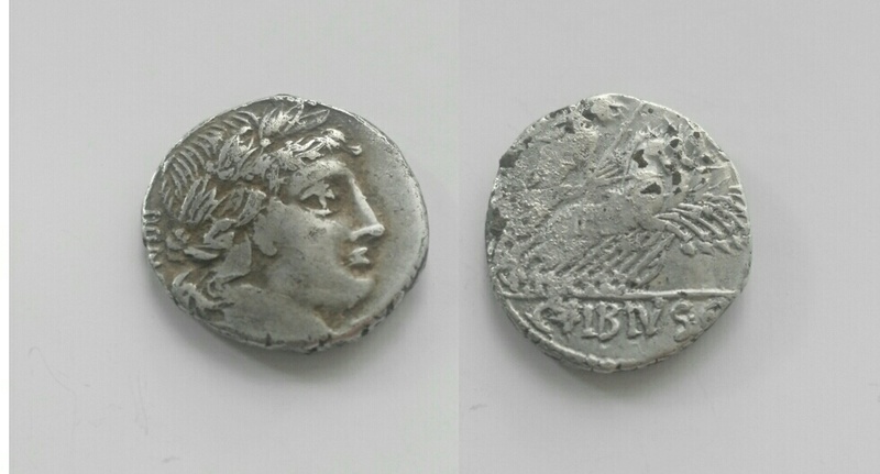 Denario de la gens Vibia. C. VIBIVS. C. F. Minerva guiando cuádriga a dcha. Roma. Img_2044