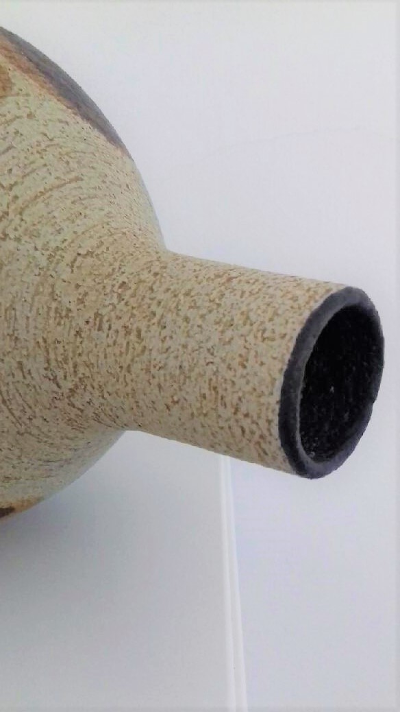 Vase goutte d'eau chamotté décor feuilles marron MCM - Sgrapho Allemagne  20180510