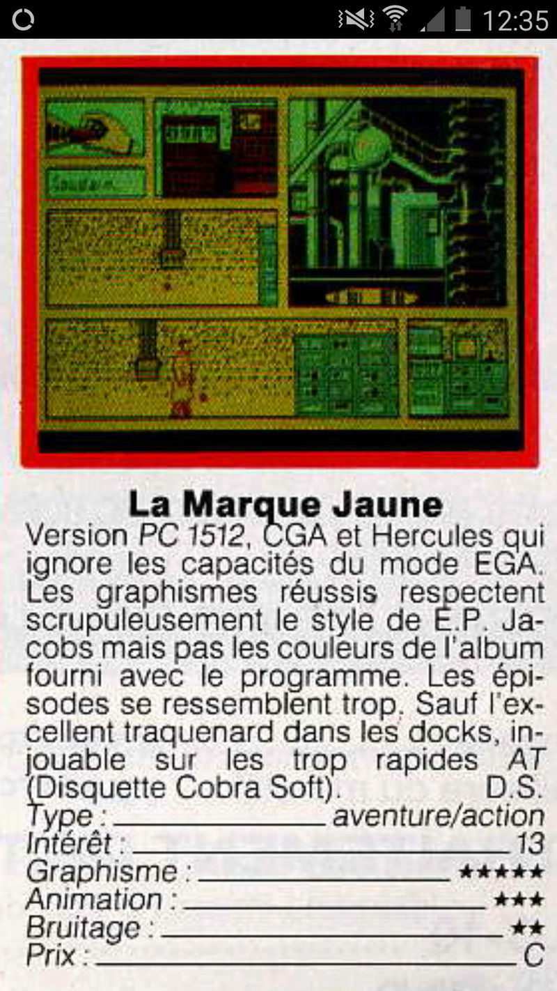 Blake & Mortimer / La marque jaune /  Cobrasoft   amstrad  - atari st - thomson Screen12